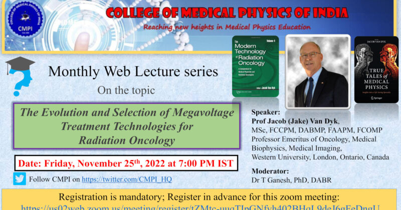 Register for CMPI Web Lecture, scheduled for Nov 25th, 2022, Prof Jacob (Jake) Van Dyk, London